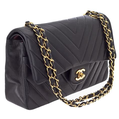 chanel black white flap chevron|More.